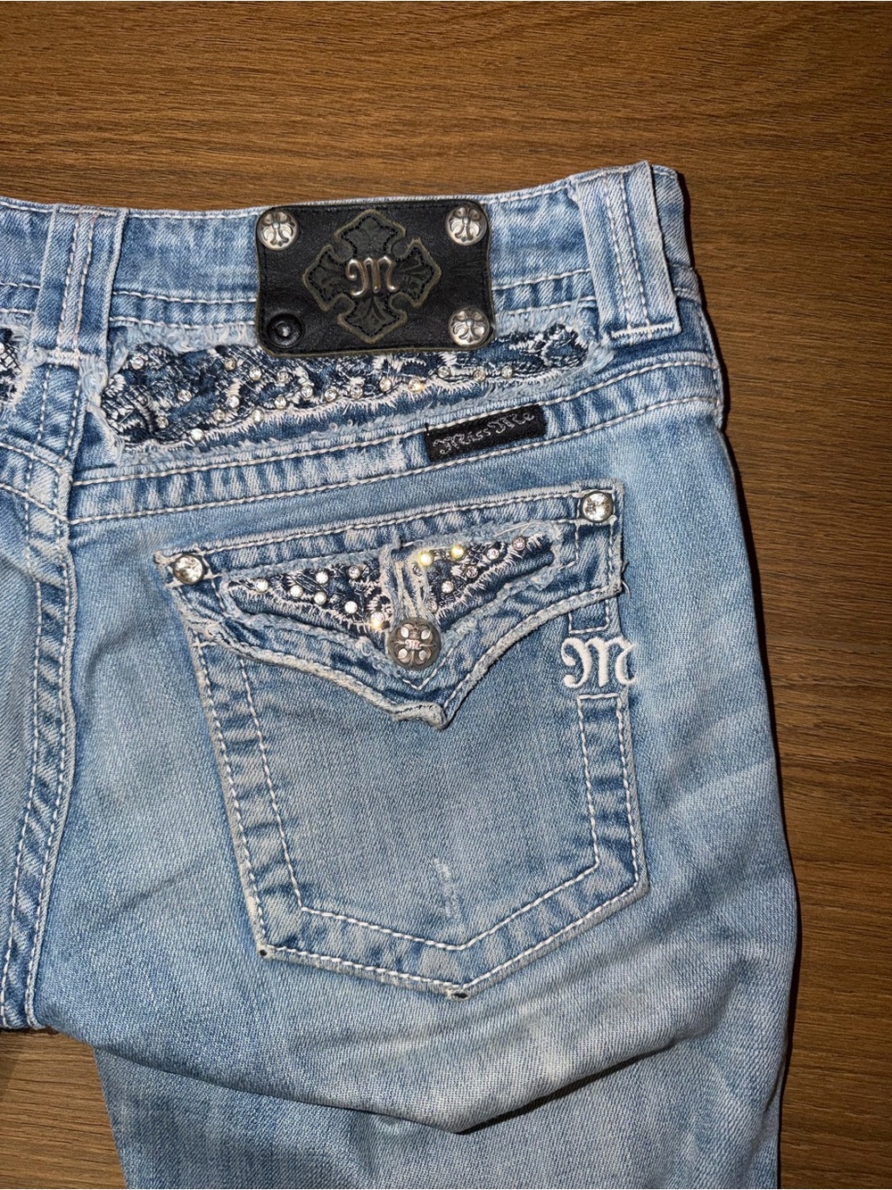 Miss Me Light Blue Women's Distressed Bootcut Jeans